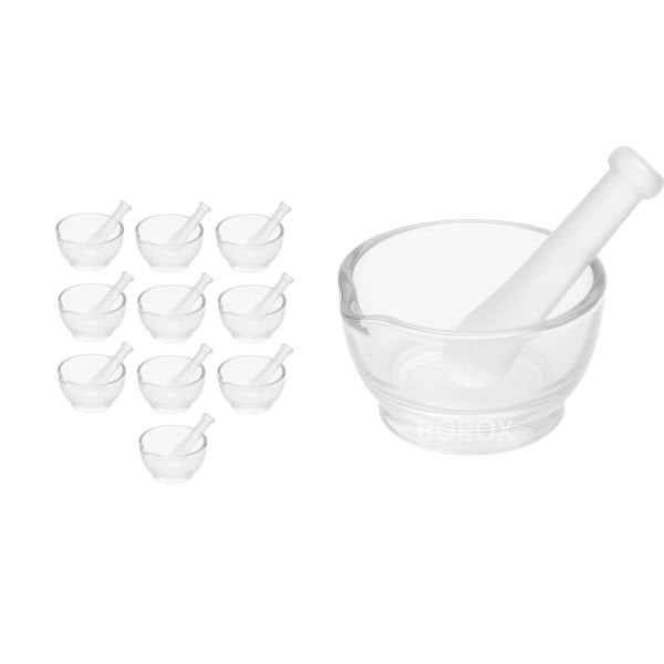 Borox Cam Havan Tokmaklı 90 mm - Havan ve Eli - 10 set-paket