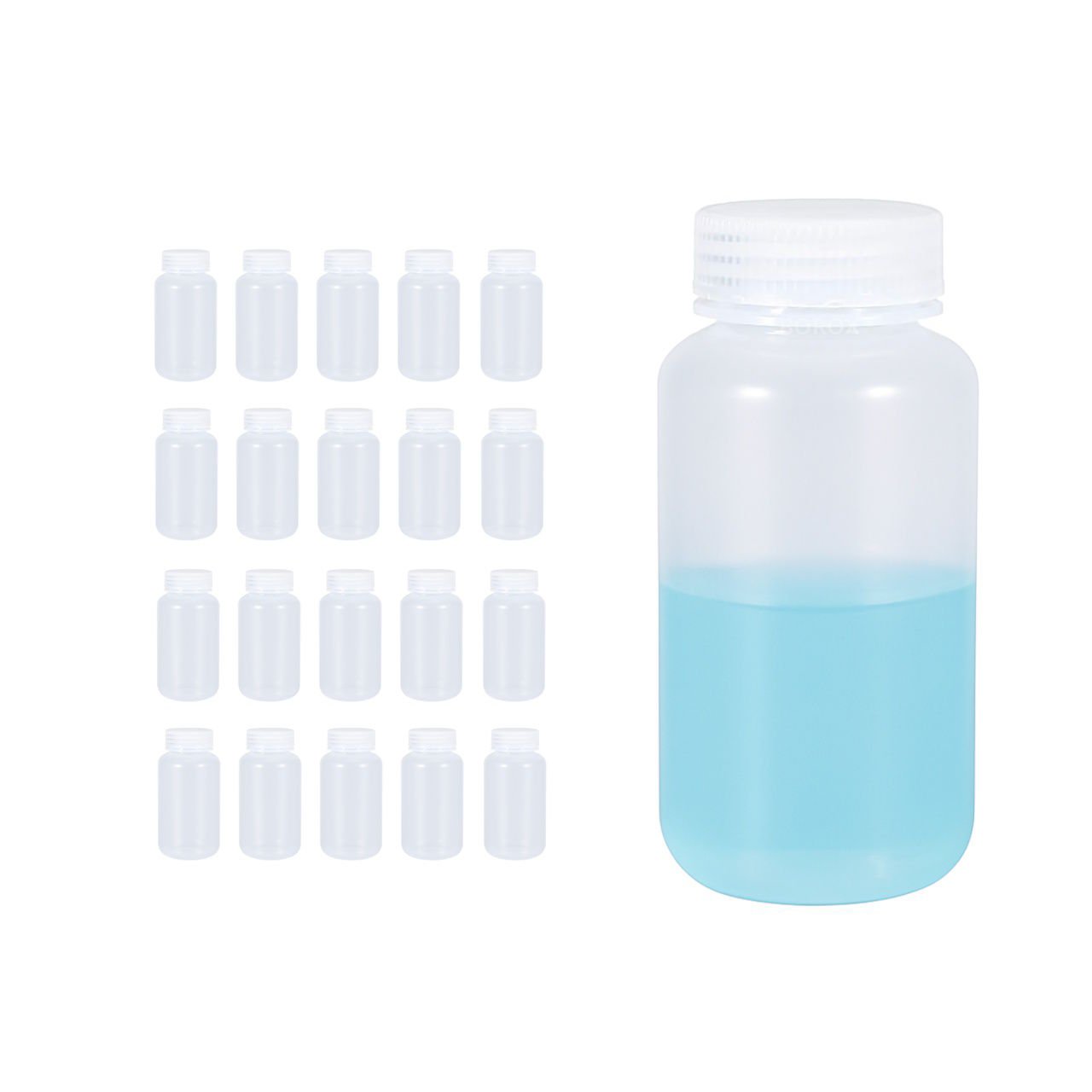 Borox Numune Şişesi 250ml - Vida Kapaklı - PP Şeffaf Plastik Şişe - Otoklav Şişe - 20 Adet Toptan