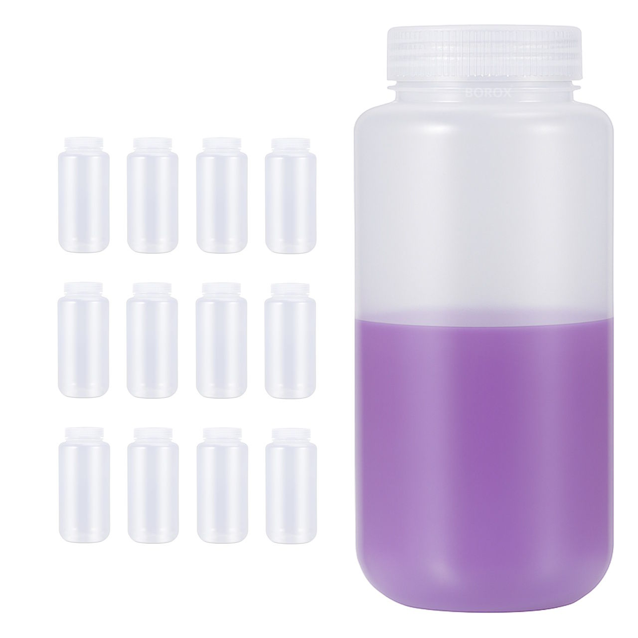 Borox Numune Şişesi 1000ml - Vida Kapaklı - PP Şeffaf Plastik Şişe - Otoklav Şişe - 12 Adet Toptan