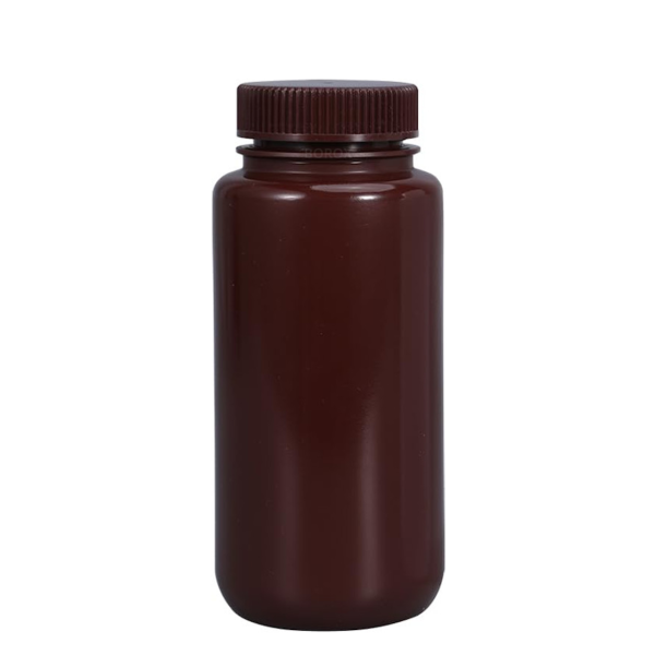 Borox Numune Şişesi 500ml - Vida Kapaklı - HDPE Amber Şişe - Geniş Ağızlı Plastik Şişe - 12 Adet Toptan