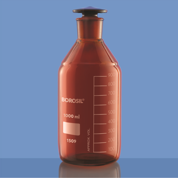 Borosil Amber Cam Miyar Şişe 100 ml - Cam Tıpalı Şişe