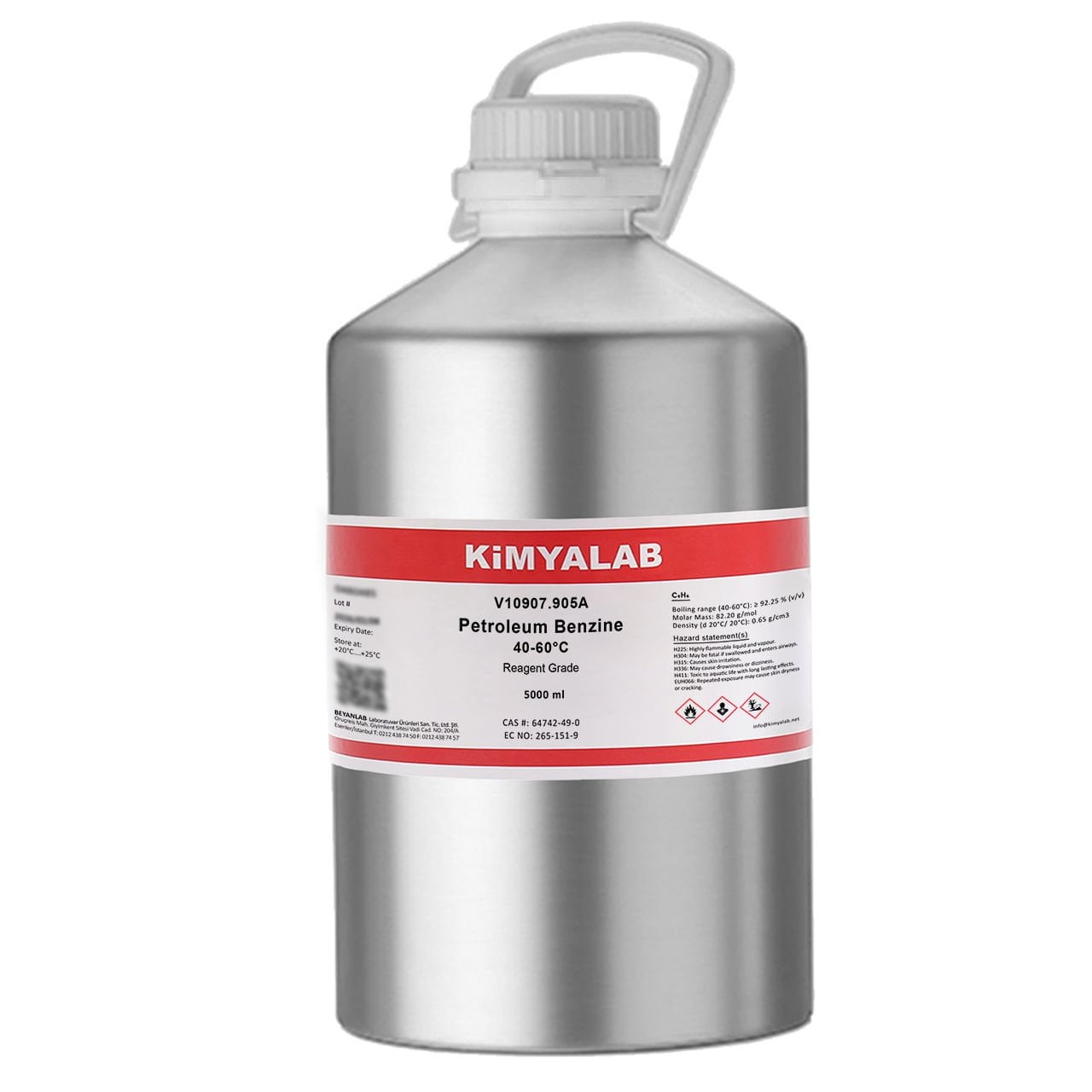 Kimyalab Petrol Eteri 5L Alüminyum Şişe - Petroleum Benzine 40-60C