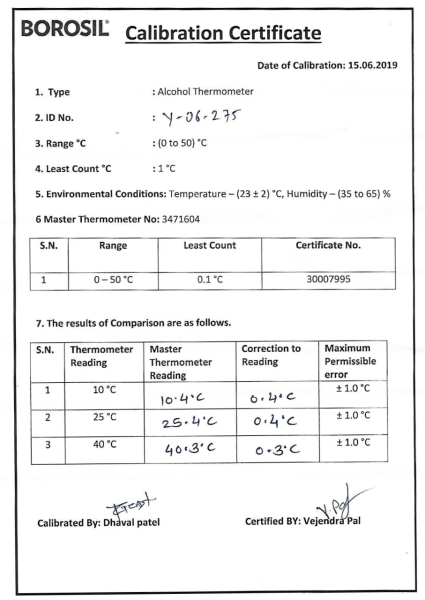 Borosil Cam Piknometre 10 ml - Kalibreli - Termometreli
