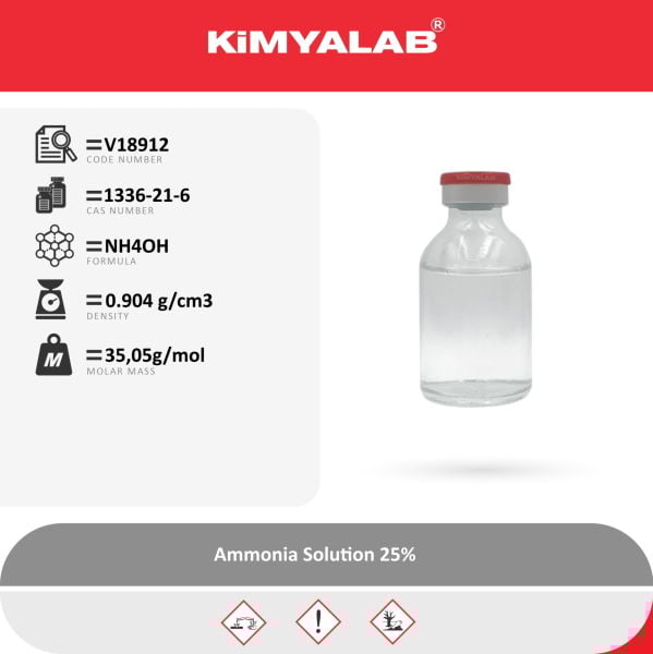 Kimyalab Amonyak 1 Litre - Amonyum Hidroksit - Ammonia Solution 25%