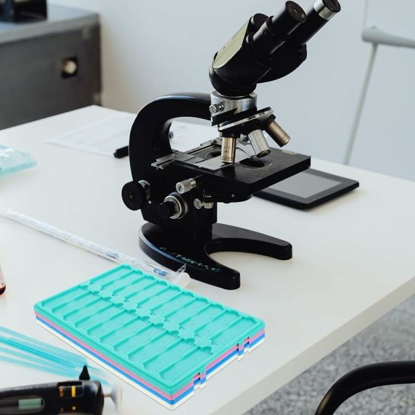 Mikroskop Slide Kutusu - Plastik Slayt Saklama Kabı 20li - Lamel Taşıma Standı Tray - 5 Renk Set