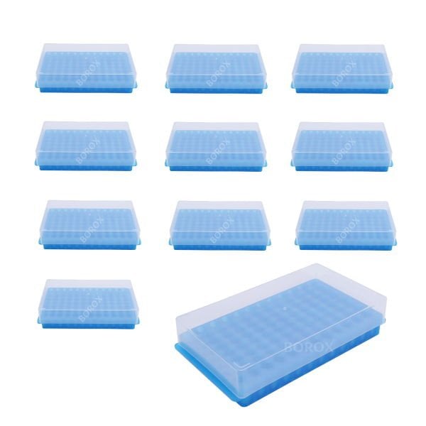 PCR Tüp Standı 0.2-0.5-1.5-2 ml İçin 96 Delikli Çift Taraflı - Kapaklı -  Eppendorf Tüp Standı - 10 Adet Toptan