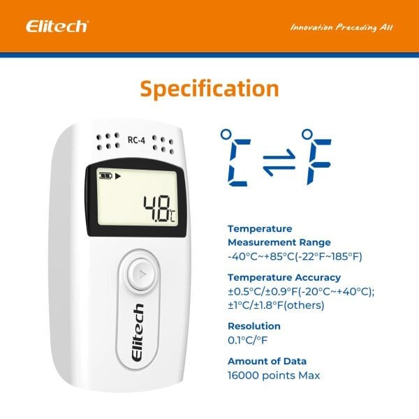 Elitech RC-4 Sıcaklık Kayıt Cihazı Datalogger Veri Kaydedici
