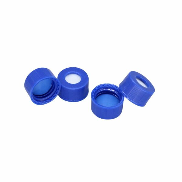 BOROX Yarıksız Mavi Screw Vial Kapağı ND9 - Mavi PTFE/Beyaz Silikon Septa - 1000 Adet Toptan