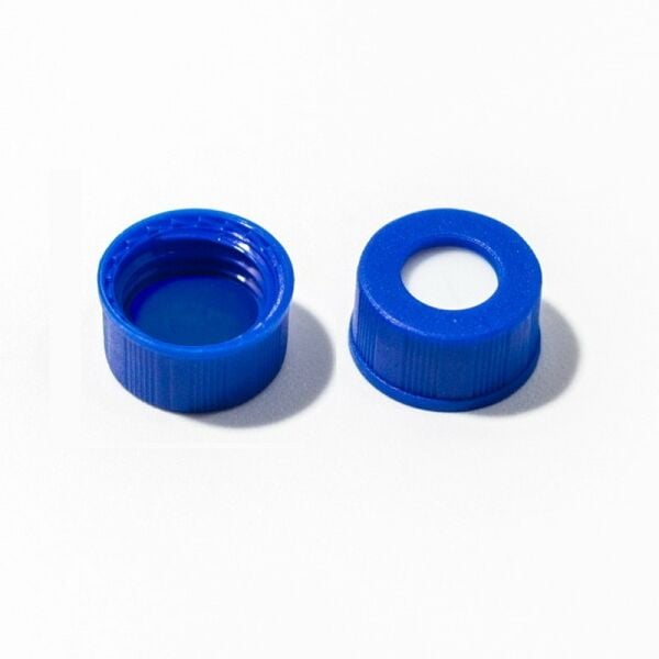 BOROX Yarıksız Mavi Screw Vial Kapağı ND9 - Mavi PTFE/Beyaz Silikon Septa - 1000 Adet Toptan