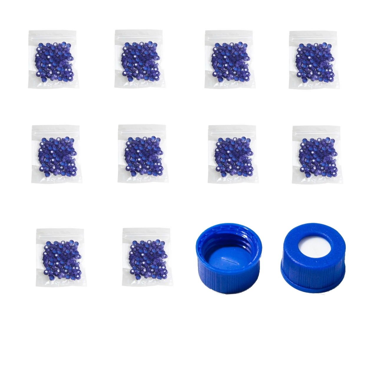 BOROX Yarıklı Mavi Screw Vial Kapağı ND9 -Mavi PTFE/Beyaz Silikon Septa - 1000 Adet Toptan