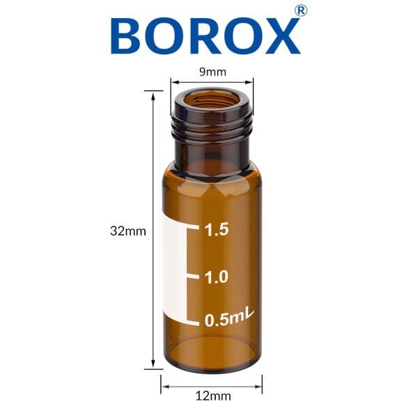 Borox Cam Vial 2 ml Amber - Vida Boyunlu ND9 - Hacim Ölçekli - 1000 Adet Toptan