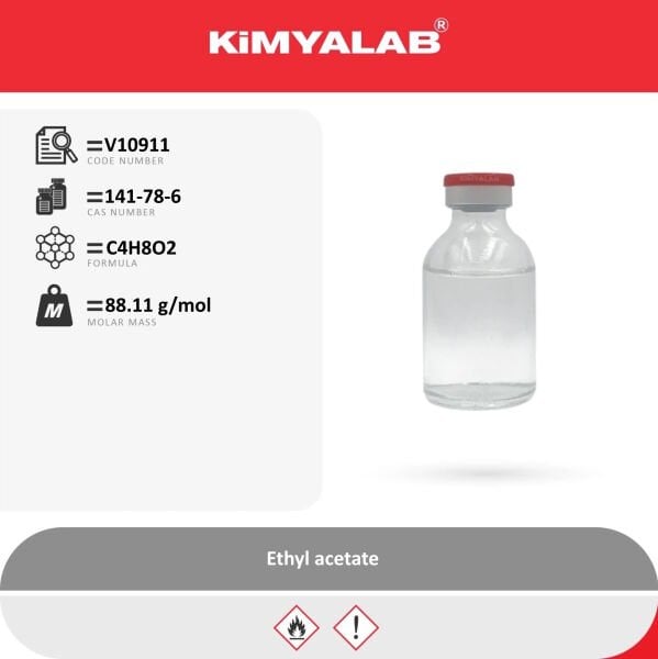 Kimyalab Etil Asetat 2,5L Cam Şişe - Ethyl Acetate Extra Pure %99,5