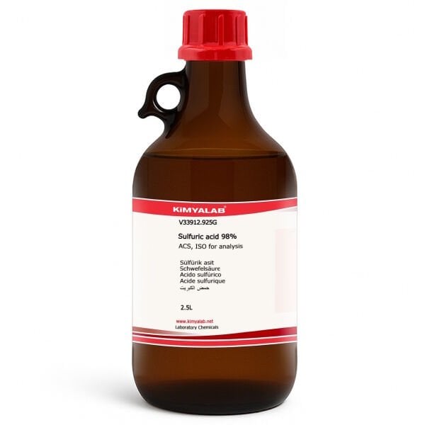 Kimyalab Sülfürik Asit %98 2.5L Cam - Sulfuric Acid Extra Pure H2SO4 - Sülfirik Asit