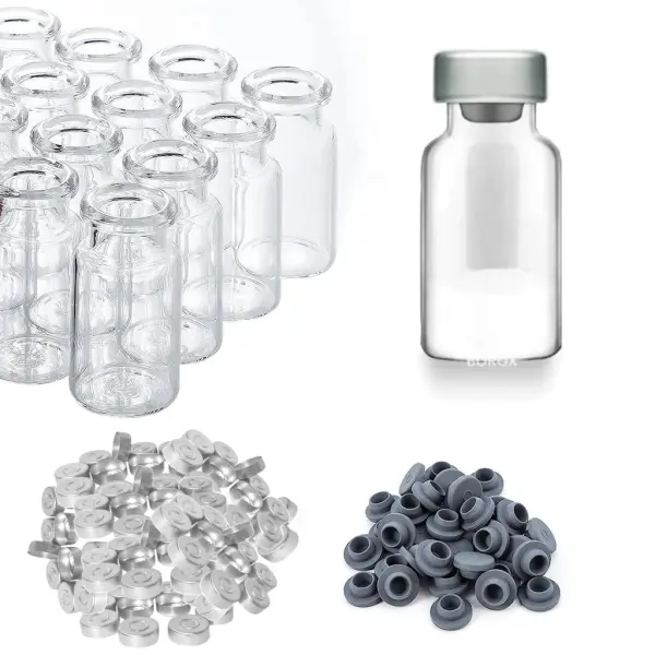 Borox Kapaklı Tıpalı Cam Şişe 10ml - Crimp Vial ND20 - Şeffaf - Dibi Düz - 100 Adet Toptan
