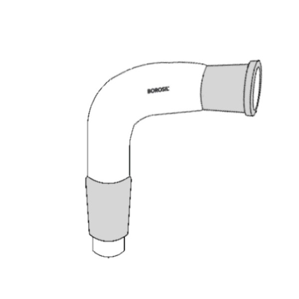 Borosil Cam Adaptör - Eğimli Kıvrık 90° Açılı - 19/26-19/26