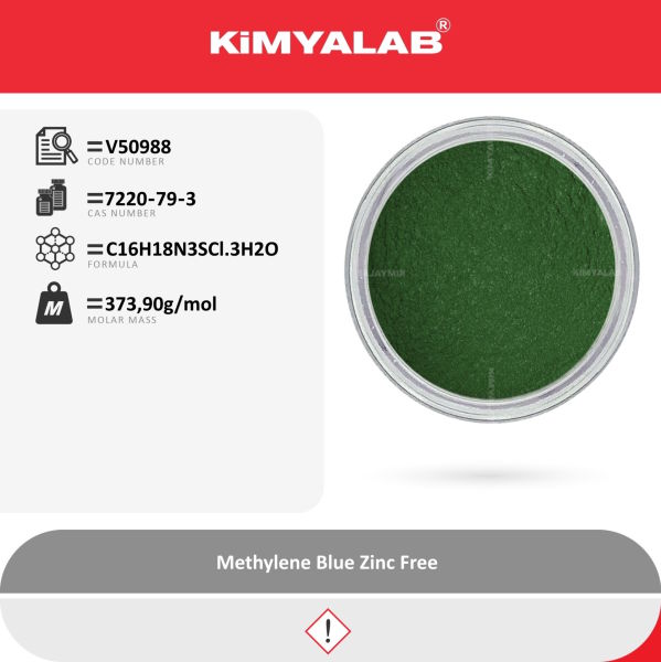 Kimyalab Metilen Mavisi Toz 100g - Methylene Blue Zinc Free For Microscopy