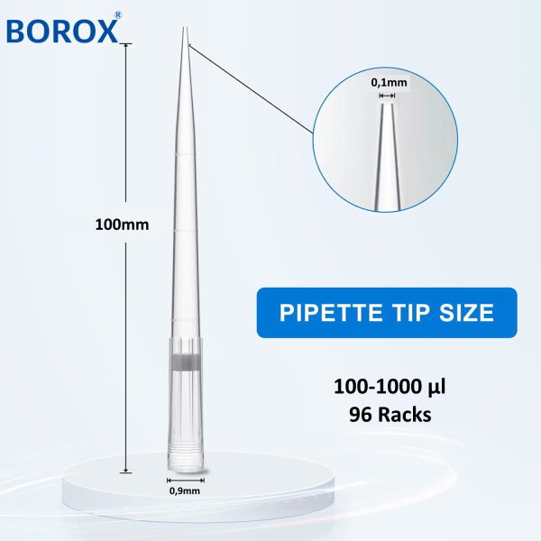 Borox Filtreli Pipet Ucu Steril 100-1000 µl - Uzun - 96 Adet-Paket