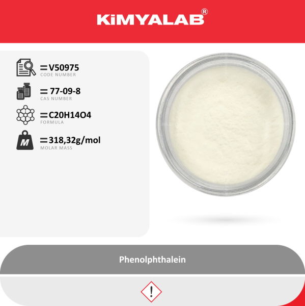 Kimyalab Fenolftalein Toz 500g - Phenolphthalein Indicator - Analytic Grade