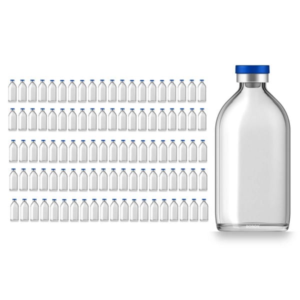 Borox Kapaklı Tıpalı Cam Şişe 100ml - Flakon Şişe - 100 Adet Toptan