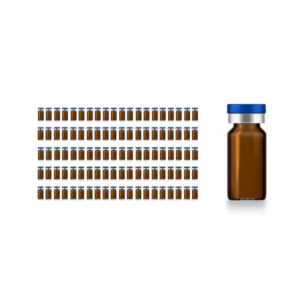 Borox Kapaklı Tıpalı Amber Cam Şişe 10ml - Crimp Vial ND20 - Dibi Düz - 100 Adet/Paket
