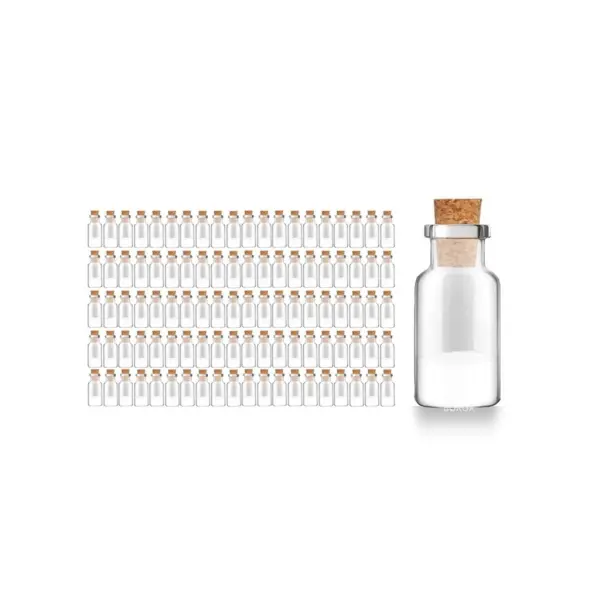 Borox Mantar Tıpalı Cam Şişe - Süs Hediyelik Mini Şişe 10 ml - Tıpalı Küçük Şişe 100 Adet/Paket