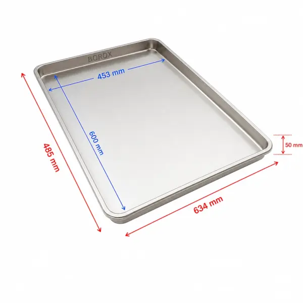 Borox Paslanmaz Çelik Laboratuvar Tepsisi 13L - Numune Taşıma Tepsisi - Numune Kabı - Tray