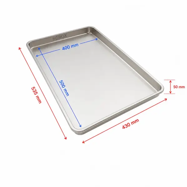 Borox Paslanmaz Çelik Laboratuvar Tepsisi 10L - Numune Taşıma Tepsisi - Numune Kabı - Tray