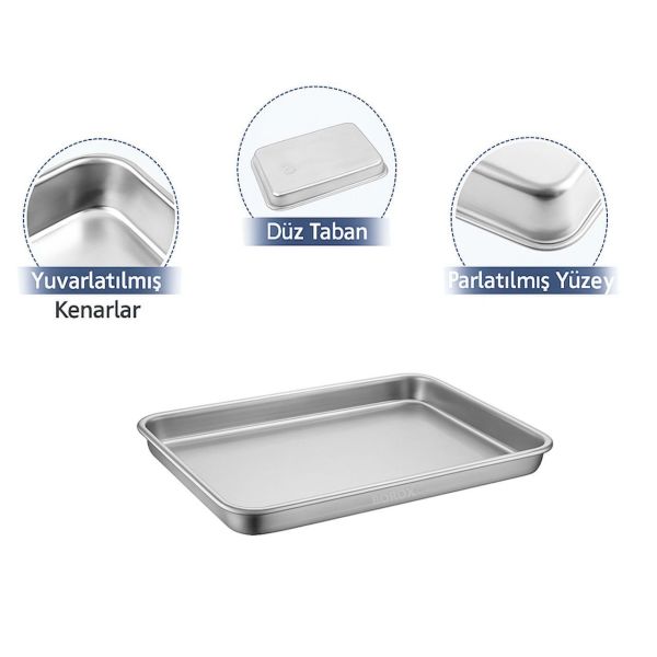 Borox Paslanmaz Çelik Laboratuvar Tepsisi 10L - Numune Taşıma Tepsisi - Numune Kabı - Tray