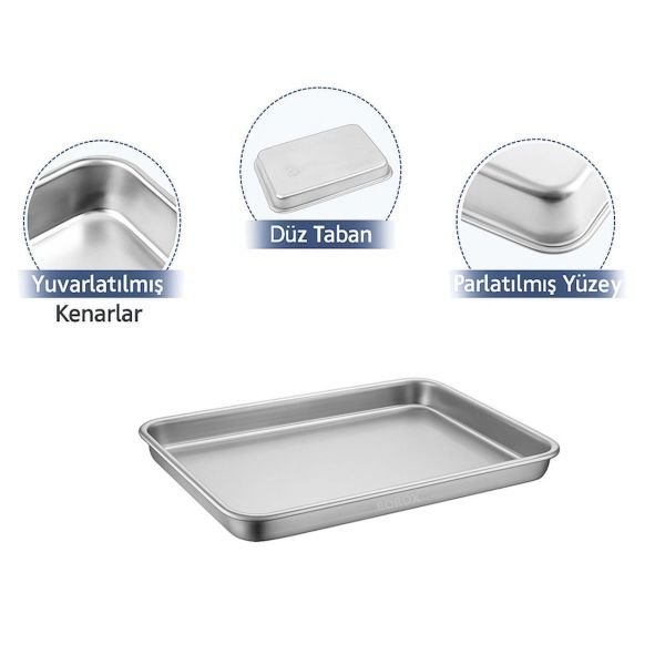 Borox Paslanmaz Çelik Laboratuvar Tepsisi 7L - Numune Taşıma Tepsisi - Numune Kabı - Tray