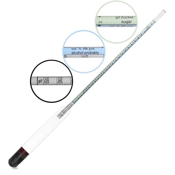 Greinorm Alkolmetre Üç Skalalı Hidrometre + Plastik Mezür