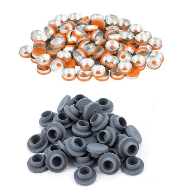 Borox Kapaklı Tıpalı Cam Şişe 10ml - Crimp Vial ND20 - Şeffaf - Dibi Düz - 100 Adet Toptan