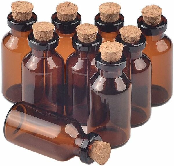 Borox Mantar Tıpalı Amber Cam Şişe - Boş Büyük Şişe 100 ml - Tıpalı Boş Şişe 100 Adet/Paket