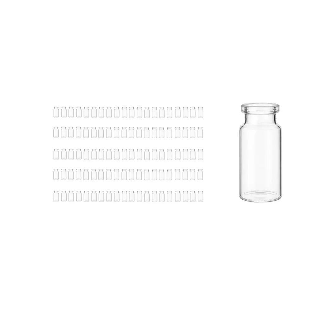 Borox Cam Şişe 10ml - Crimp Vial ND20 - Şeffaf - Dibi Düz - 100 Adet Toptan