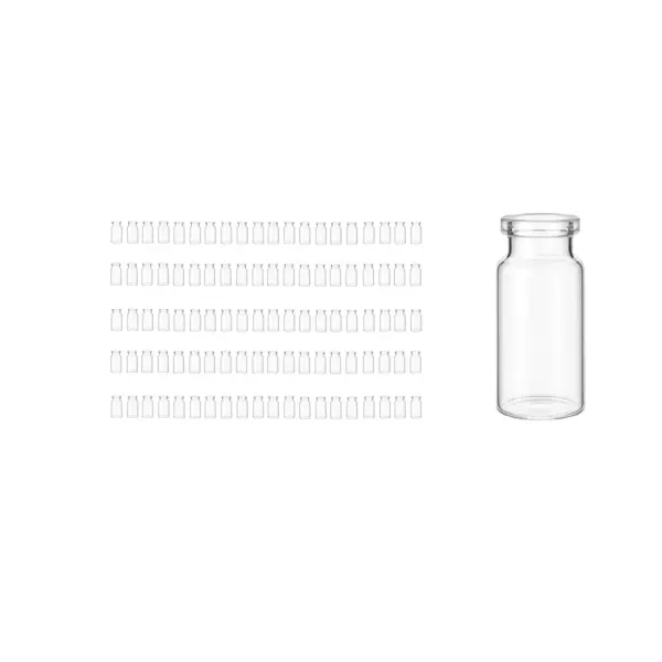 Borox Cam Şişe 10ml - Crimp Vial ND20 - Şeffaf - Dibi Düz - 100 Adet Toptan