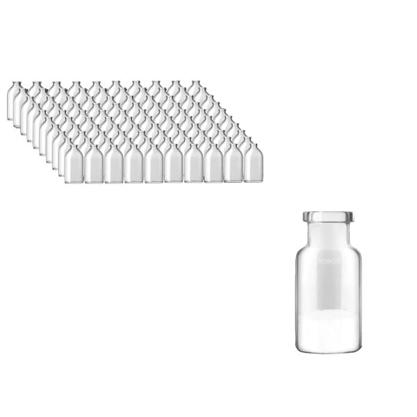 Borox Cam Şişe 10ml - Crimp Vial ND20 - Şeffaf - Dibi Düz - 100 Adet Toptan