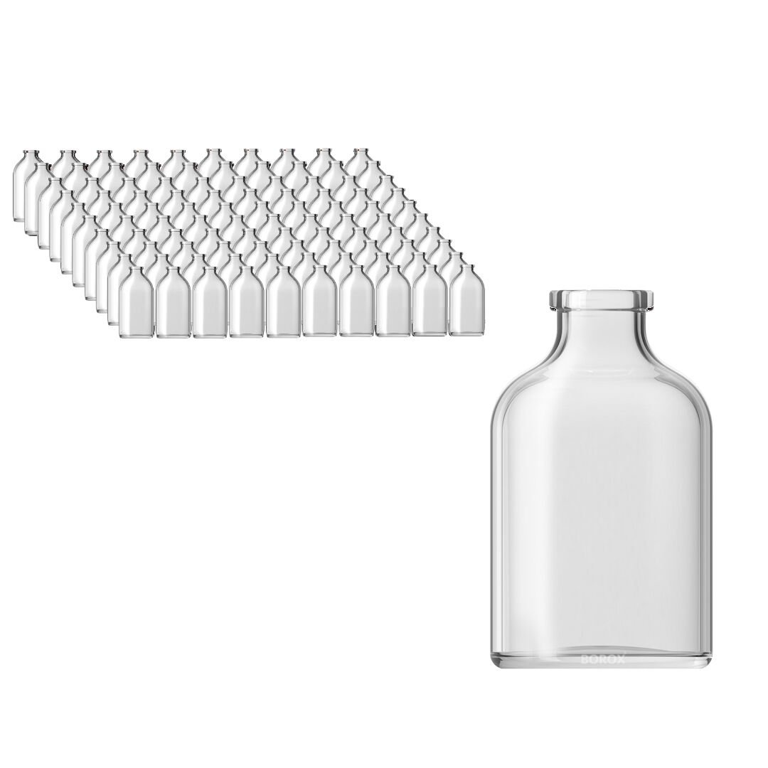 Borox Cam Şişe 50ml - Flakon Şişe 50cc - Vial 100Adet