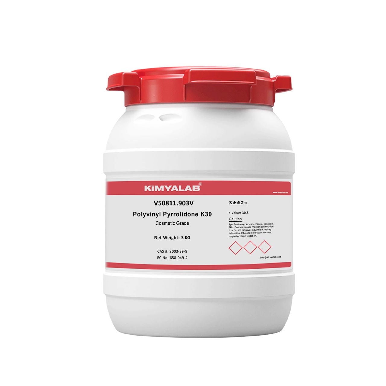 Kimyalab Polivinilpirolidon PVP - Polyvinyl Pyrrolidone K30 For Cosmetic - 3 Kg-HDPE Varil