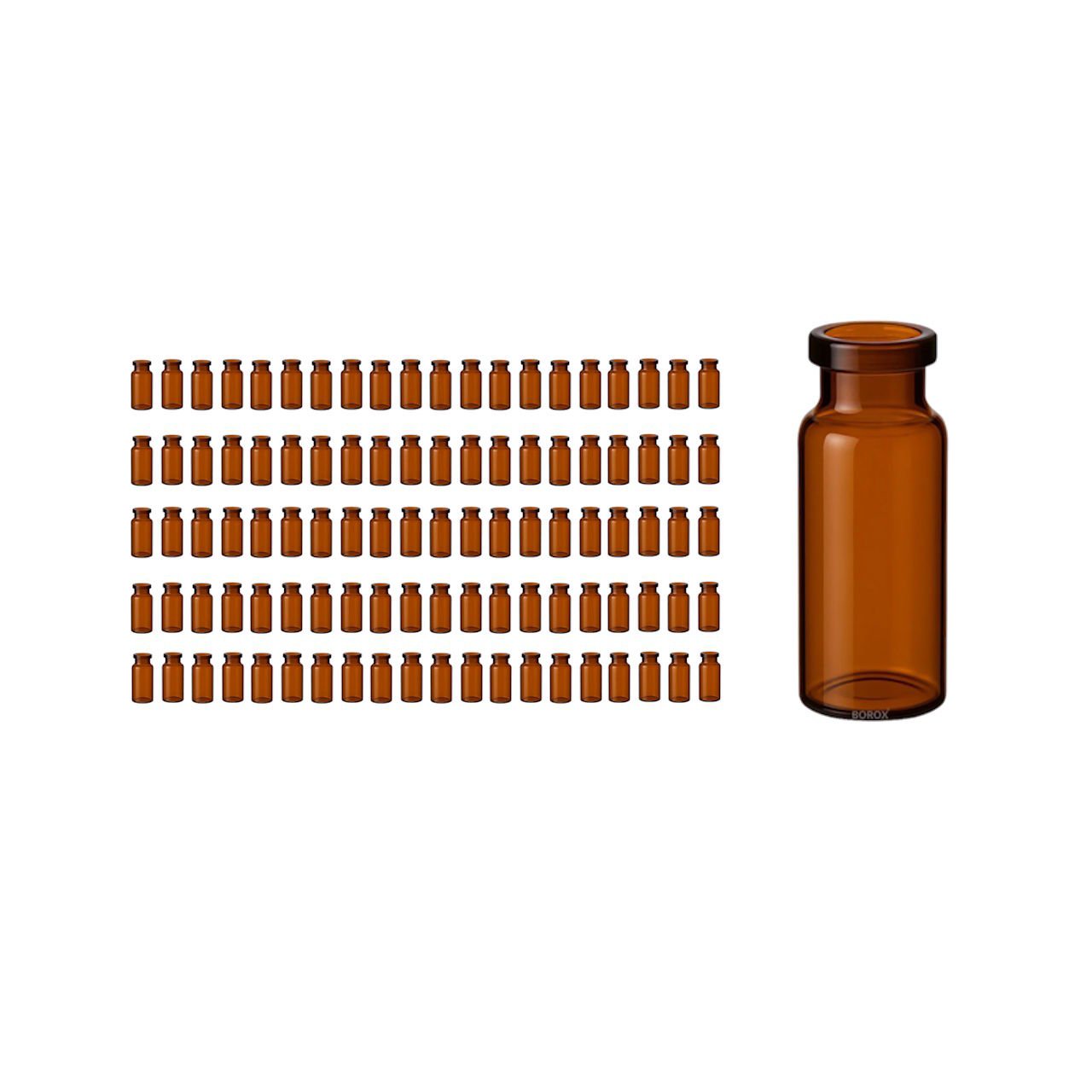 Borox Cam Vial 20 ml - Amber - Crimp ND20 - 100 adet/paket
