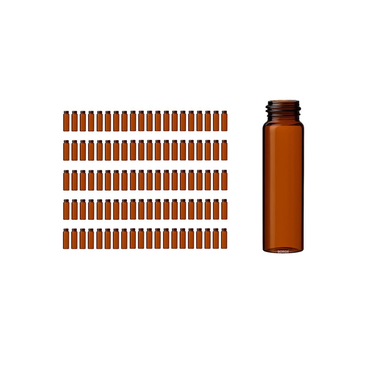 Borox Cam Vial 22 ml - Amber - Vida Boyun ND20 - 100 adet/paket