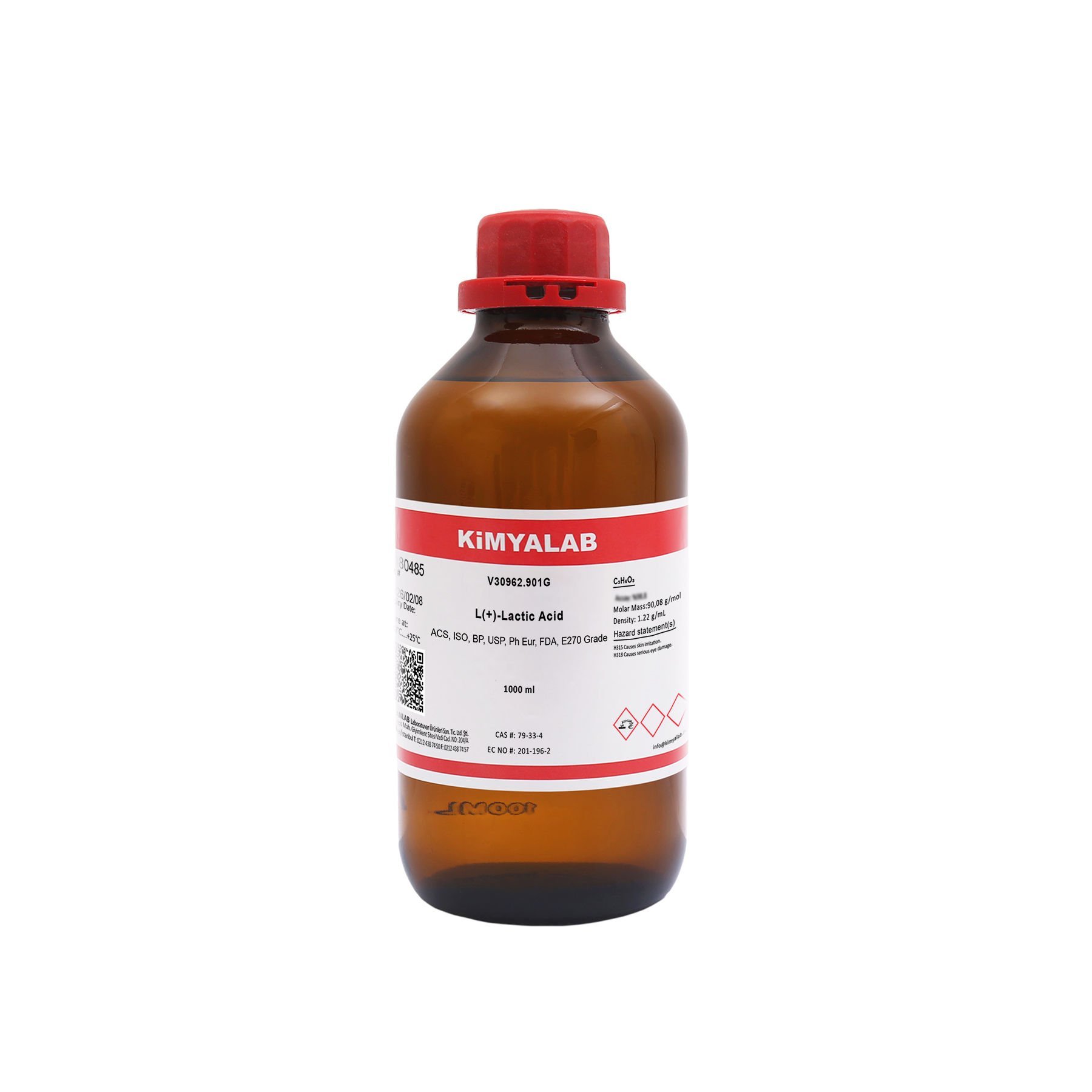 Kimyalab Laktik Asit 90% - Lactic Acid E270 - 1 Litre