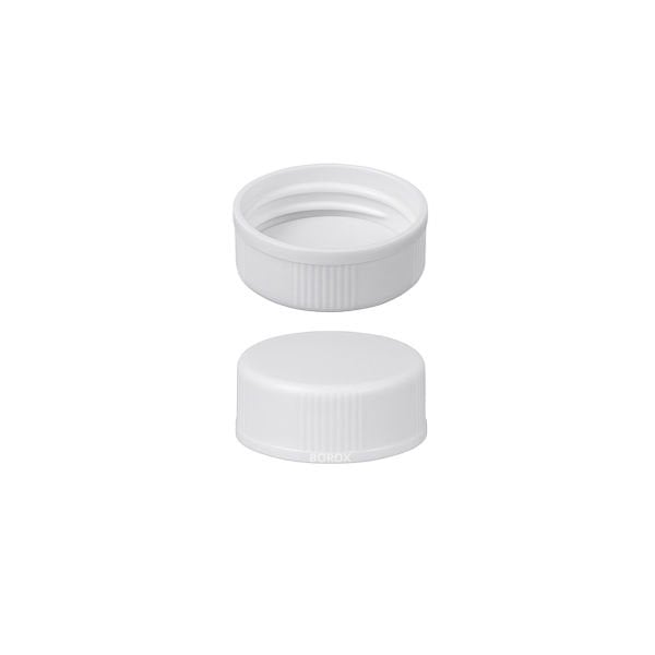 Borox PP Beyaz Screw Vial Kapağı ND20 - Beyaz PTFE/Beyaz Silikon Septa - 100lü