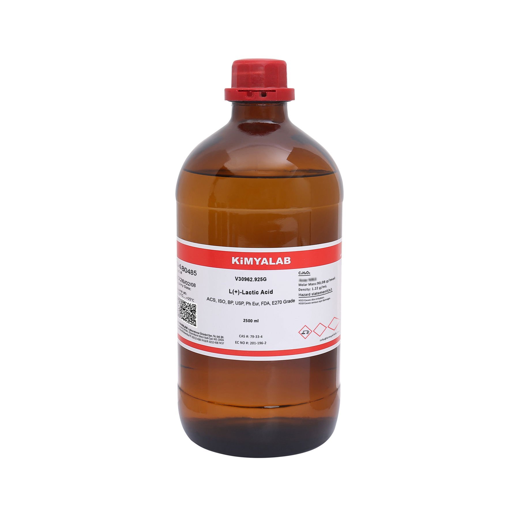 Kimyalab Laktik Asit 90% - Lactic Acid E270 - 2,5 Litre
