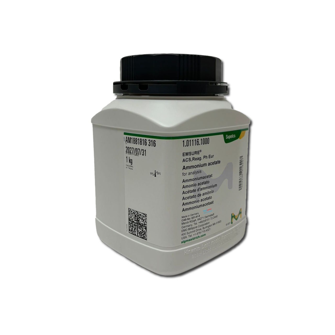 Merck 101116.1000 Amonyum Asetat 1Kg - Ammonium Acetate For Analysis EMSURE® ACS,Reag. Ph Eur