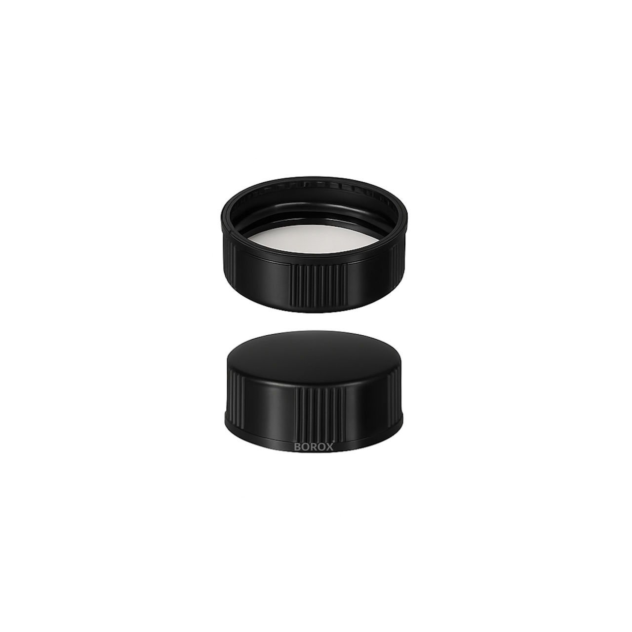 Borox PP Siyah Screw Vial Kapağı ND20 - Beyaz PTFE/Beyaz Silikon Septa - 100lü