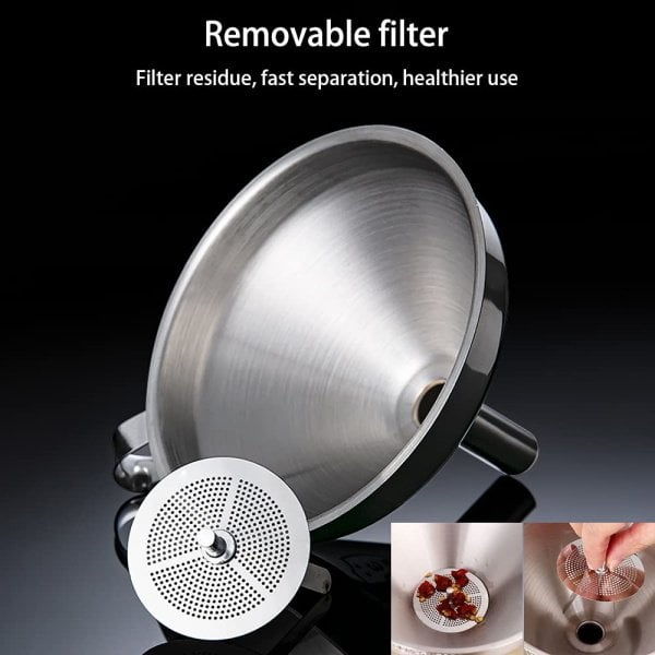 Borox Paslanmaz Çelik Huni Filtreli 110,130,150 mm - 3 Adet