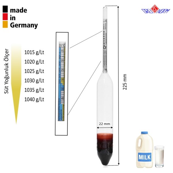 Greinorm Laktodansimetre Süt Ölçer Laktometre + 100 ml Mezür