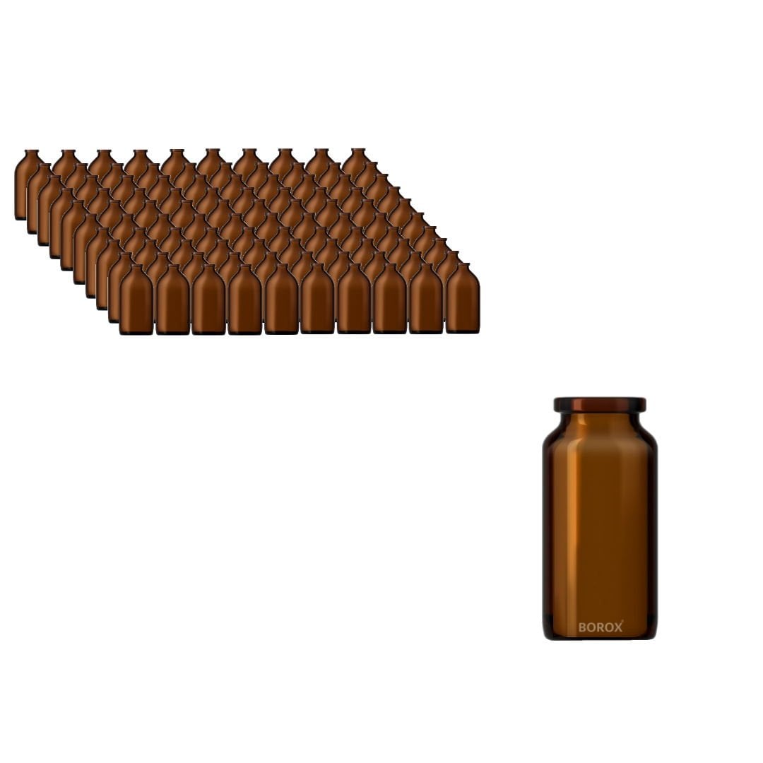 Borox Amber Cam Şişe 10ml - Crimp Vial ND20 - Dibi Düz - 100 Adet Toptan