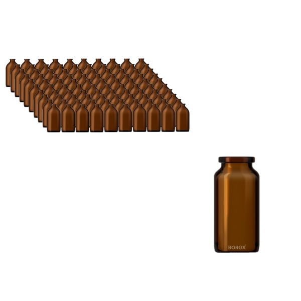 Borox Amber Cam Şişe 10ml - Crimp Vial ND20 - Dibi Düz - 100 Adet Toptan
