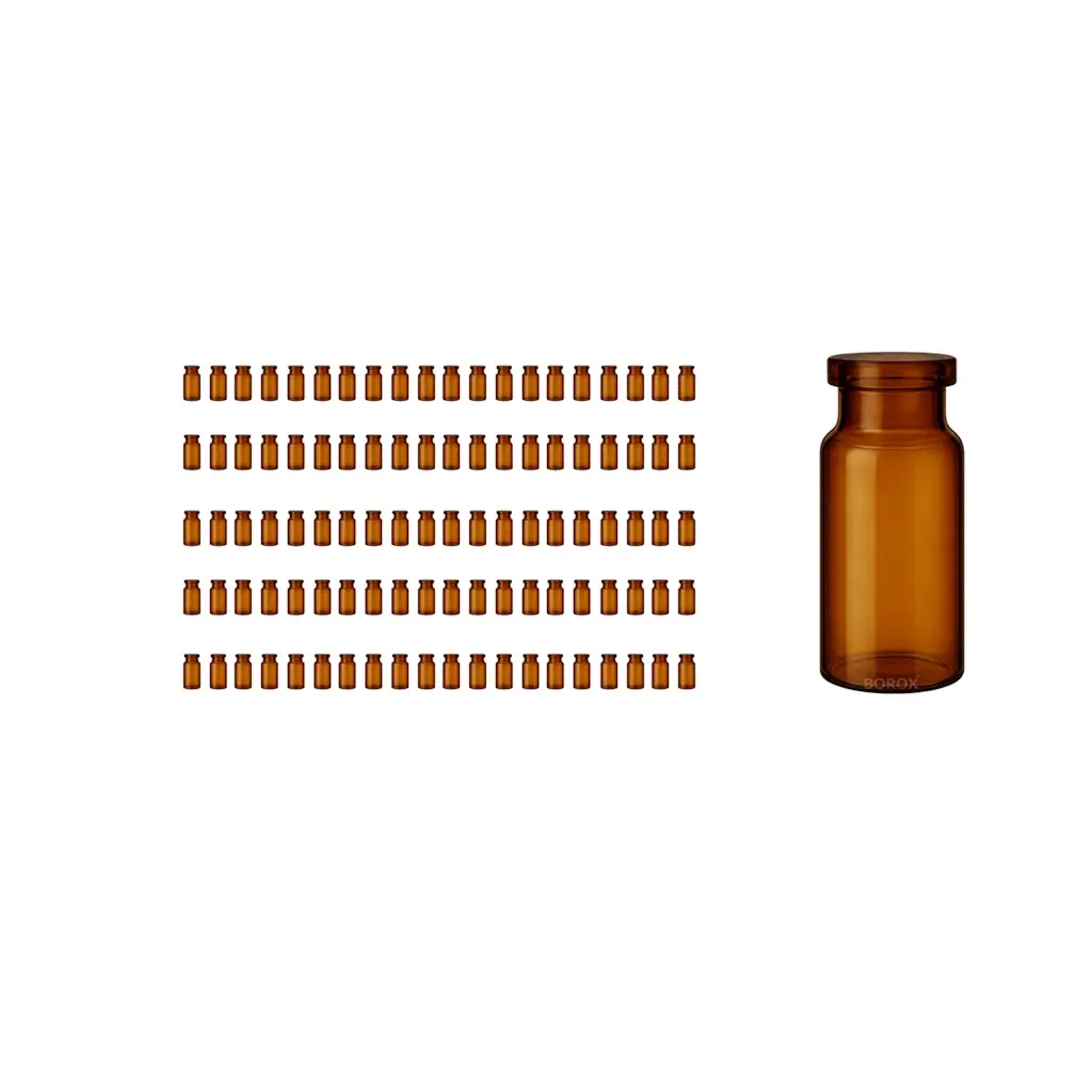 Borox Amber Cam Şişe 10ml - Crimp Vial ND20 - Dibi Düz - 100 Adet Toptan