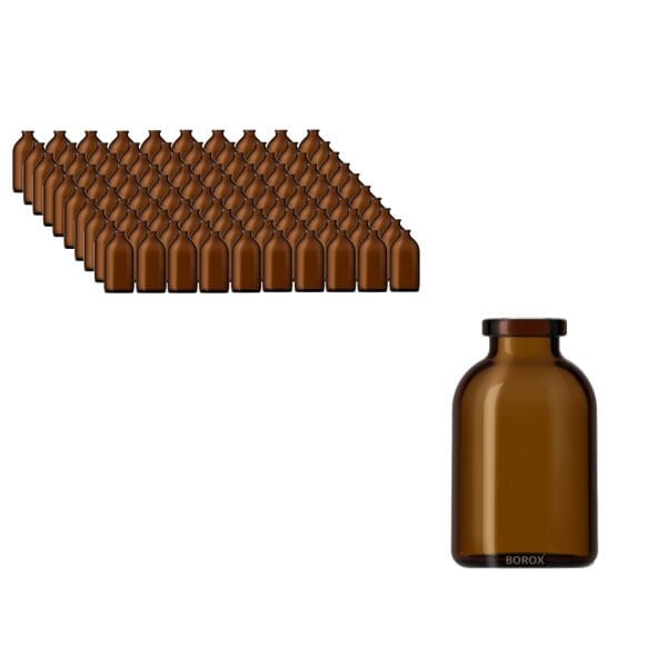 Borox Amber Cam Şişe 25ml - Flakon Şişe 25cc - Vial 100Adet